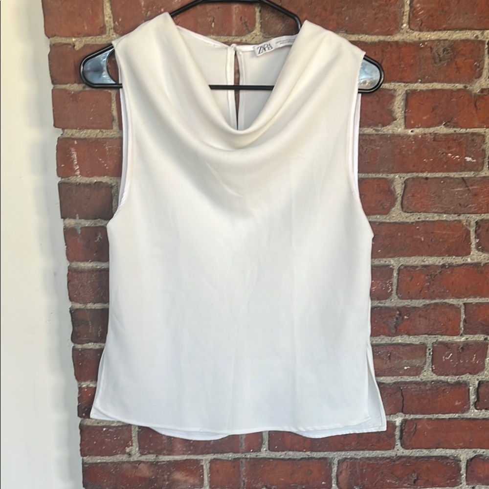 Zara Elegant White Sleeveless Top